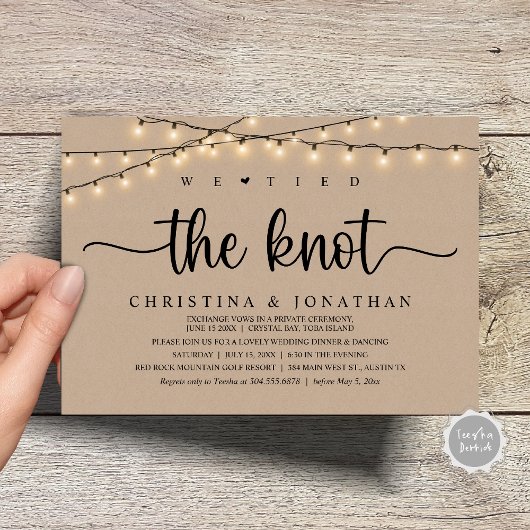 Invitation Nous Avons Lié Le Knot, Rustique Dîner Mariage Elo