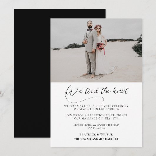 Invitation Nous avons lié le noeud Elegant calligraphie faire (Devant / Derrière)