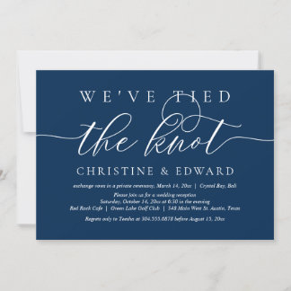 Invitation Nous Avons Lié Le Noeud, Elopement Mariage, Navy I