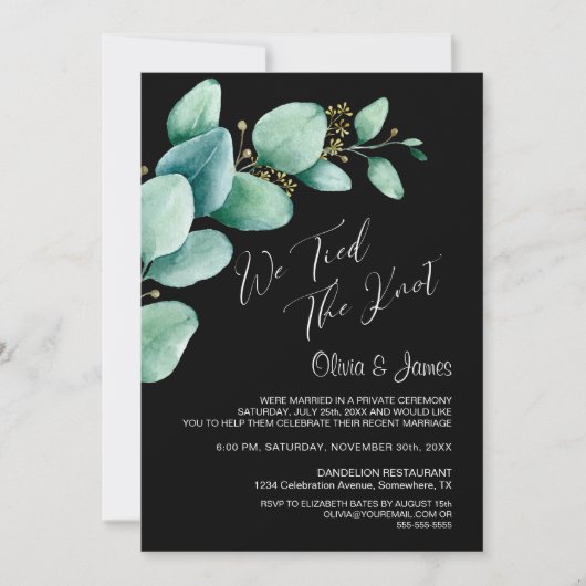 Invitation Nous avons lié le noeud Eucalyptus Feuille récepti (Devant)