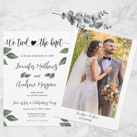 Invitation Nous avons lié le noeud | Réception de mariage pho