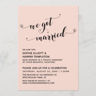 Invitation Nous Avons Marié Coeurs Script Blush Réception