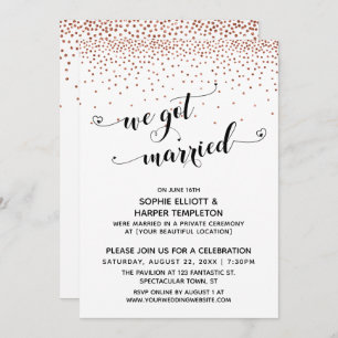 Invitation Nous Avons Marié Coeurs Script Copper Confetti Par