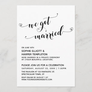 Invitation Nous Avons Marié Coeurs Typographie Réception Seul