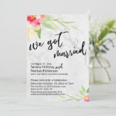Invitation Nous Avons Marié Fleurs D'Aquarelle Et Marbre Gris (Debout devant)