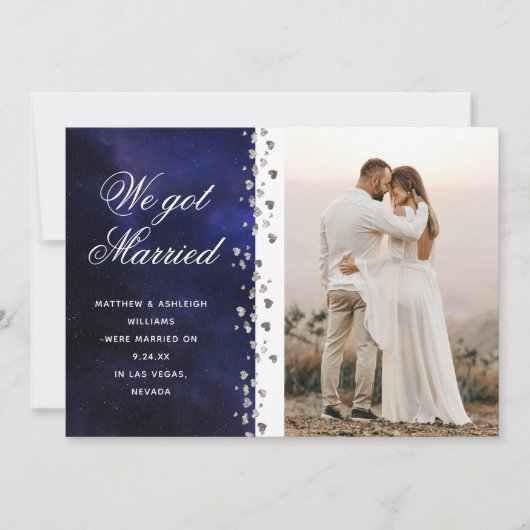 Invitation Nous Avons Marié Parties scintillant Coeur Photo E (Devant)