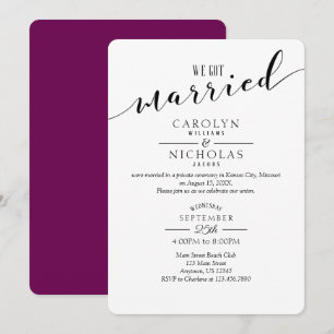 Invitation Nous Avons Marié Plum Purple White Wedding Party