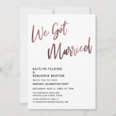 Invitation Nous Avons Marié Rose Gold Mariage Réception (Devant)