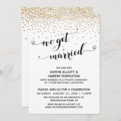 Invitation Nous Avons Marié Script, Gold Confetti, Réception (Devant / Derrière)