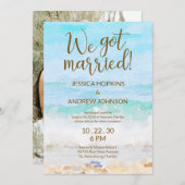 Invitation Nous Avons Married Beach Watercolor Réception (Devant / Derrière)
