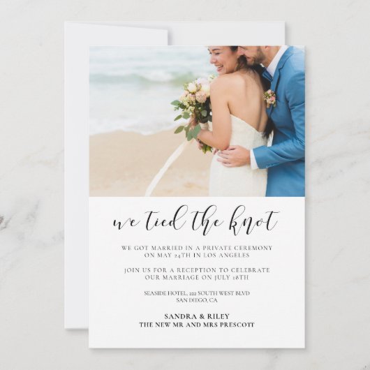 Invitation Nous avons noué le nœud Annonce de mariage élégant (Devant)