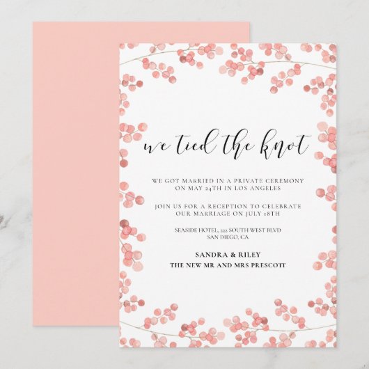 Invitation Nous avons noué le nœud Annonce de mariage florale (Devant / Derrière)