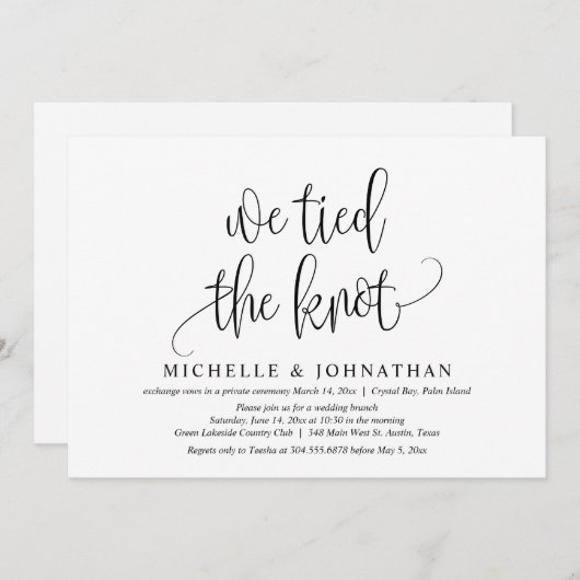 Invitation Nous avons noué le nœud, Célébration de Mariage en (Devant / Derrière)