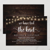 Invitation Nous avons noué le nœud, Évasion de mariage rustiq (Devant / Derrière)