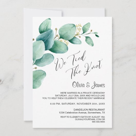 Invitation Nous avons noué le nœud Feuilles d'eucalyptus Phot (Devant)