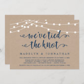 Invitation Nous avons noué le noeud, Mariage Elopement Party (Devant / Derrière)