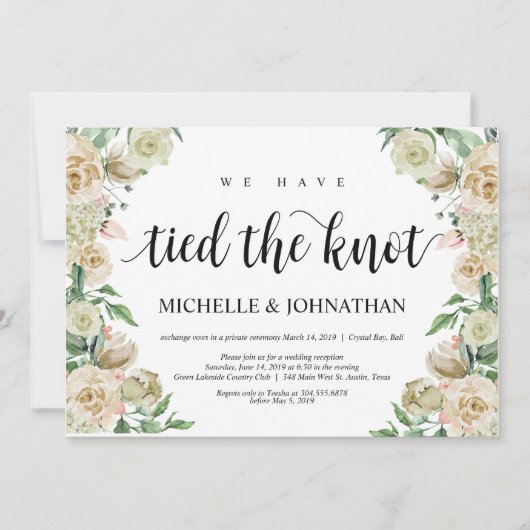 Invitation Nous avons noué le nœud, Réception de mariage en f (Devant)
