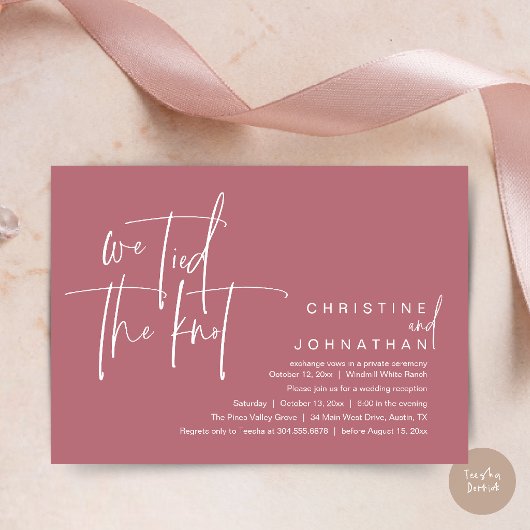 Invitation Nous avons noué le nœud, Réception de mariage mode