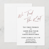 Invitation Nous avons noué le nœud Rose Gold Typographie Élég (Devant / Derrière)