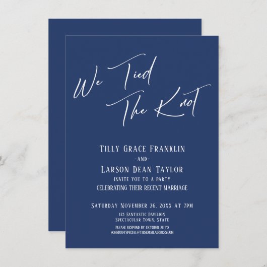 Invitation Nous avons noué le nœud Simple Typographie élégant (Devant / Derrière)