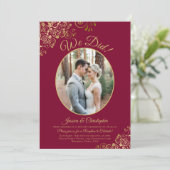 Invitation Nous avons réussi ! Dentelle dorée sur réception d (Debout devant)