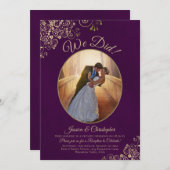 Invitation Nous avons réussi ! Réception de mariage Violet Pr (Devant / Derrière)