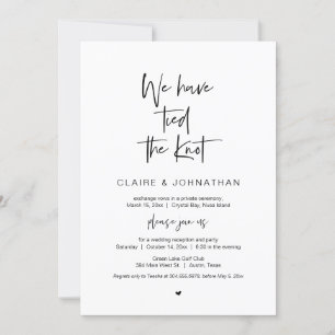 Invitation Nous avons uni nos vies, Noir, Mariage en Elopemen
