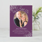 Invitation Nous Continuons À Faire Plum Purple Argent Mariage (Debout devant)