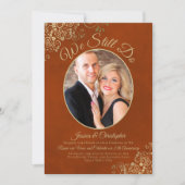 Invitation Nous Continuons À Rust Orange & Gold Mariage Vow R (Devant)