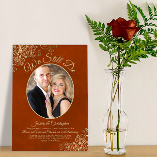 Invitation Nous Continuons À Rust Orange & Gold Mariage Vow R