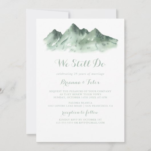 Invitation Nous Continuons À Vow Renouer Green Mountain Count (Devant)