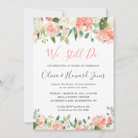 Invitation Nous Continuons À Vow Renouveler Corail Pêche Jard (Devant)