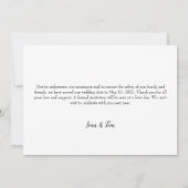 Invitation Nous continuons | Report de mariage Mise à jour si (Dos)