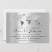 Invitation Nous Déplaçons Mariage Destination Map Gray Globe (Devant)