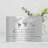 Invitation Nous Déplaçons Mariage Destination Map Gray Globe (Debout devant)