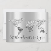 Invitation Nous Déplaçons Mariage Destination Map Gray Globe (Dos)