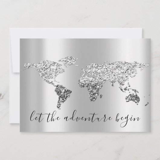Invitation Nous Déplaçons Mariage Destination Map Gray Globe (Dos)
