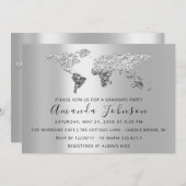 Invitation Nous Déplaçons Mariage Destination Map Gray Globe (Devant / Derrière)