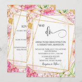 Invitation *~* NOUS EFFECTUONS Floral Géométrique RSVP AR15 Q (Devant / Derrière)