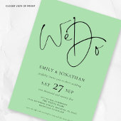Invitation Nous faisons 3 photos QR Code Celadon Mariage vert
