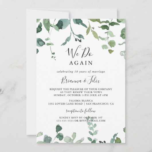 Invitation Nous faisons à nouveau Script Green Foliing Vow Re (Devant)