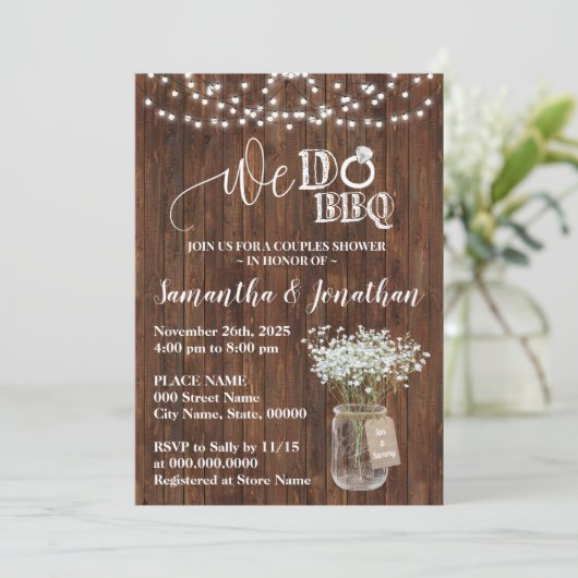 Invitation Nous faisons barbecue couples douche mariage campa (Debout devant)