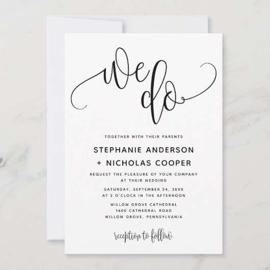 Invitation Nous faisons Black Lovely Script Typographie Maria (Devant)