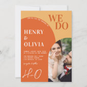 Invitation Nous faisons | Bold Orange Retro Arch Mariage phot (Devant)