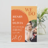 Invitation Nous faisons | Bold Orange Retro Arch Mariage phot (Debout devant)