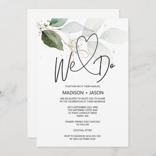 Invitation Nous faisons des Mariages simples et modernes Élég (Devant / Derrière)