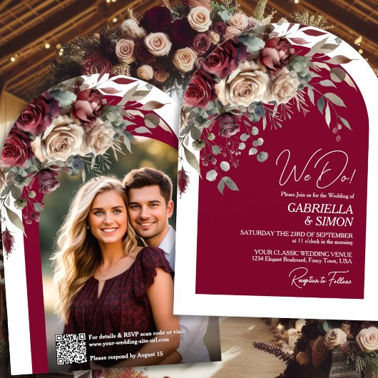 Invitation Nous faisons des roses de Bourgogne Code QR & Arch