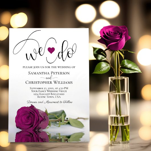 Invitation Nous faisons Elegant Cassis Magenta Rose Mariage r