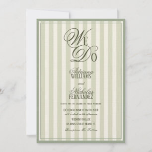 Invitation Nous faisons Élégant Rayé Ivoire Vert Mariage