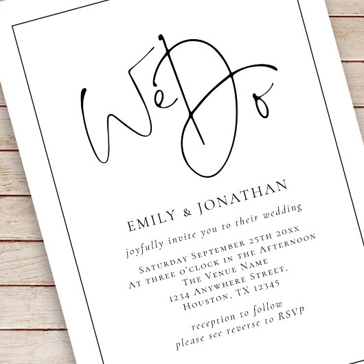 Invitation Nous faisons Elegant Script Line Bordure QR Code M